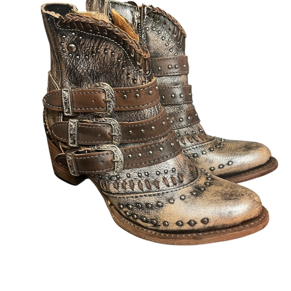 Freebird by Steven Savanna Metallic and Brown Ankle Booties